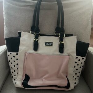 Betsey Johnson Pink and Black Polka Dot Tote